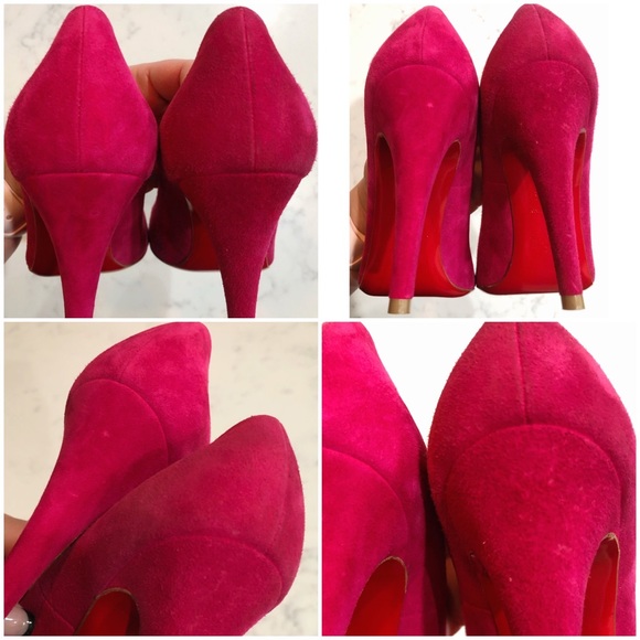 CHRISTIAN LOUBOUTIN Hot Pink “Simple Pump” Suede Heels SZ 36.5 - Picture 15 of 17
